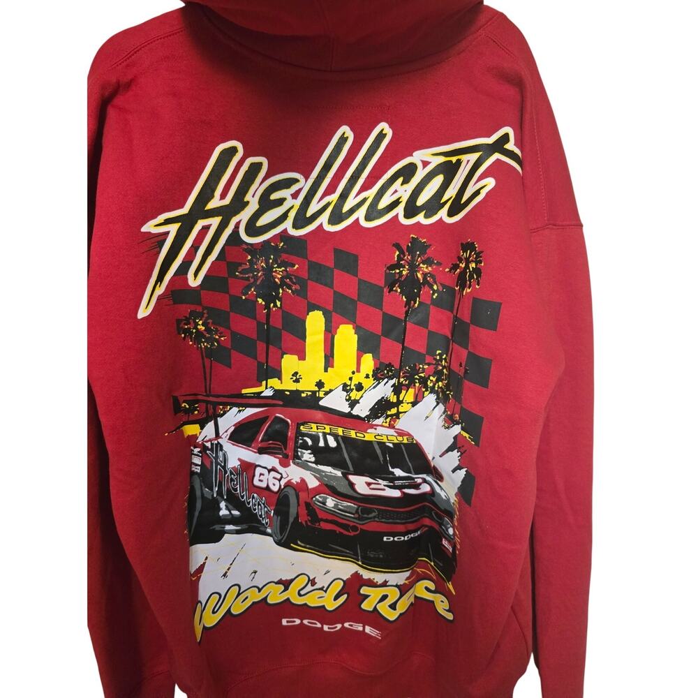Reason x Dodge Hellcat Grand Prix XXL Red Full Zip Hoodie Embroidered NWOT NEW